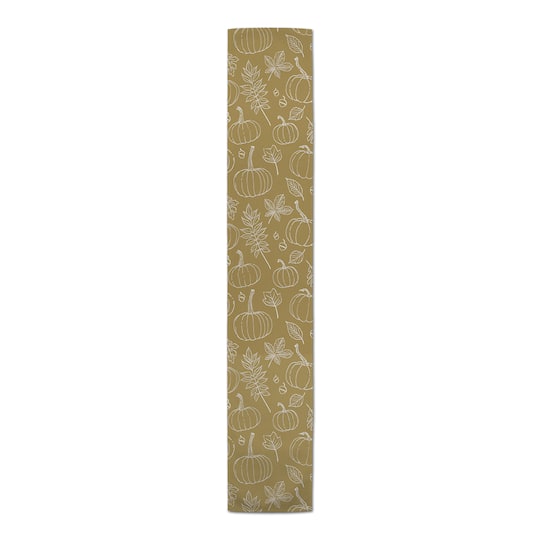 90" Mustard Yellow Fall Pattern Cotton Twill Runner